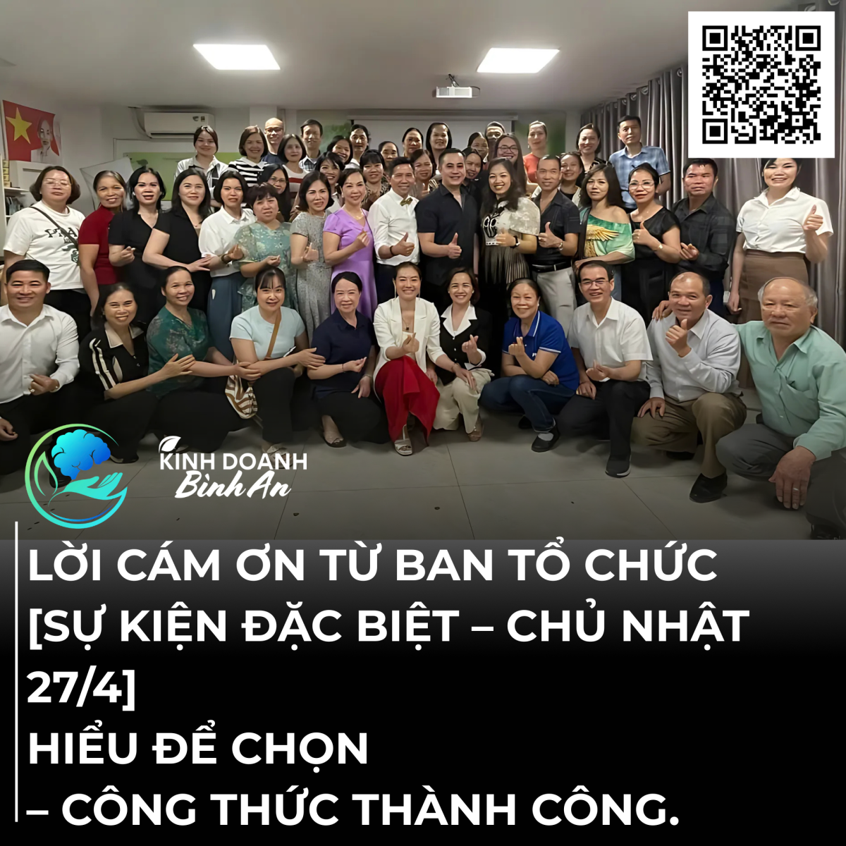 LỜI CÁM ƠN TỪ BAN TÔ CHỨC  [SỰ KIỆN ĐẶC BIỆT – CHỦ NHẬT 27/4] HIỂU ĐỂ CHỌN  – CÔNG THỨC THÀNH CÔNG.